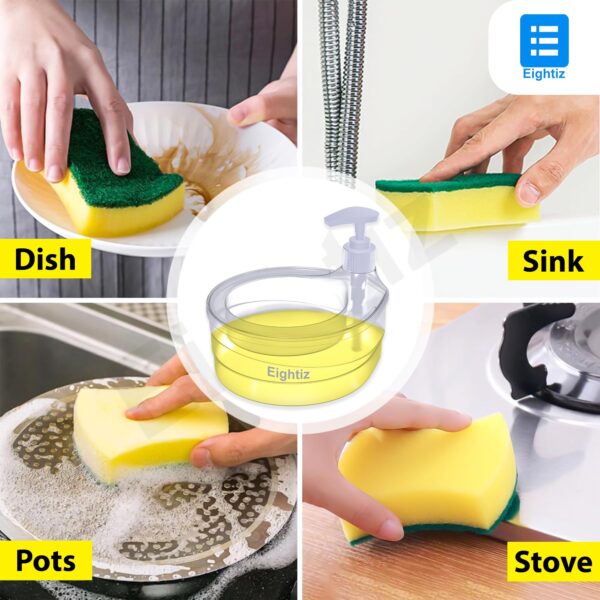 Double Layer Soap Dispenser for Bathroom Accessories Dishwasher Liquid Holder Liquid Dispenser Pump with Sponge Holder Kitchen Sink Accessories Items(Multi Colour) - Image 5
