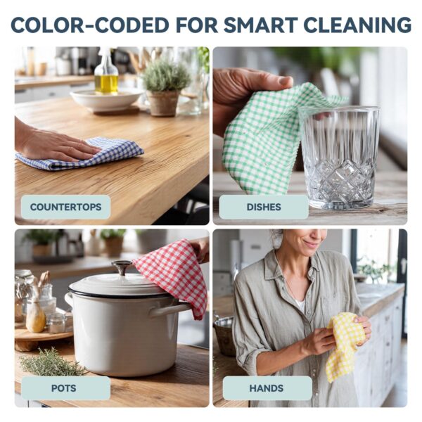 Egles Kitchen Dishcloths 12pcs 11x12 Inches Bulk Cotton Kitchen Dish Cloths Scrubbing Wash Cloths Sets (Mix Color) - Image 3