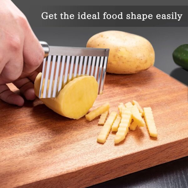 FOROLY Stainless Steel Crinkle Cut Knife Vegetable Potato Chip Cutter with Wavy Blade Cutter - Image 3