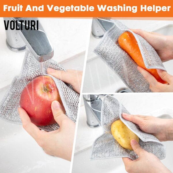 VOLTURI Non Scratch Wire Dish Cloth (Pack of 10), Steel Scrubber for Utensils Cleaning, Multipurpose Wet and Dry Cleaning, Stainless-Steel Dish Wash Scrubber for Washing Dishes, Sinks, Counters - Image 5