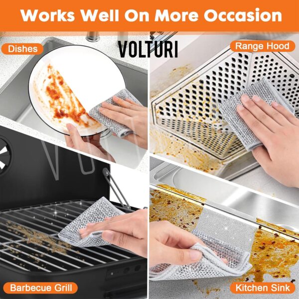 VOLTURI Non Scratch Wire Dish Cloth (Pack of 10), Steel Scrubber for Utensils Cleaning, Multipurpose Wet and Dry Cleaning, Stainless-Steel Dish Wash Scrubber for Washing Dishes, Sinks, Counters - Image 6