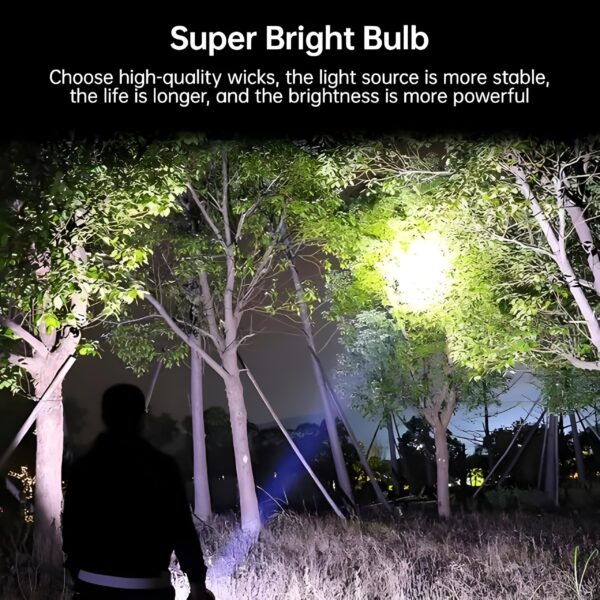 Oblivion 7-in-1 Rechargeable LED Torch Light – High-Power, 100m Beam Range Flashlight with Multi-Mode Brightness, USB COB Side Light, Waterproof Emergency Lantern for Outdoor, Camping, Hiking, Travel - Image 4