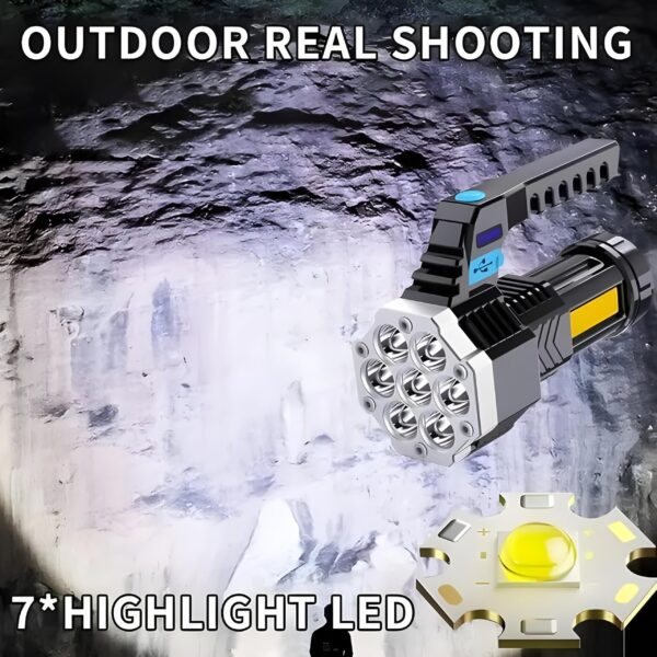Oblivion 7-in-1 Rechargeable LED Torch Light – High-Power, 100m Beam Range Flashlight with Multi-Mode Brightness, USB COB Side Light, Waterproof Emergency Lantern for Outdoor, Camping, Hiking, Travel - Image 2